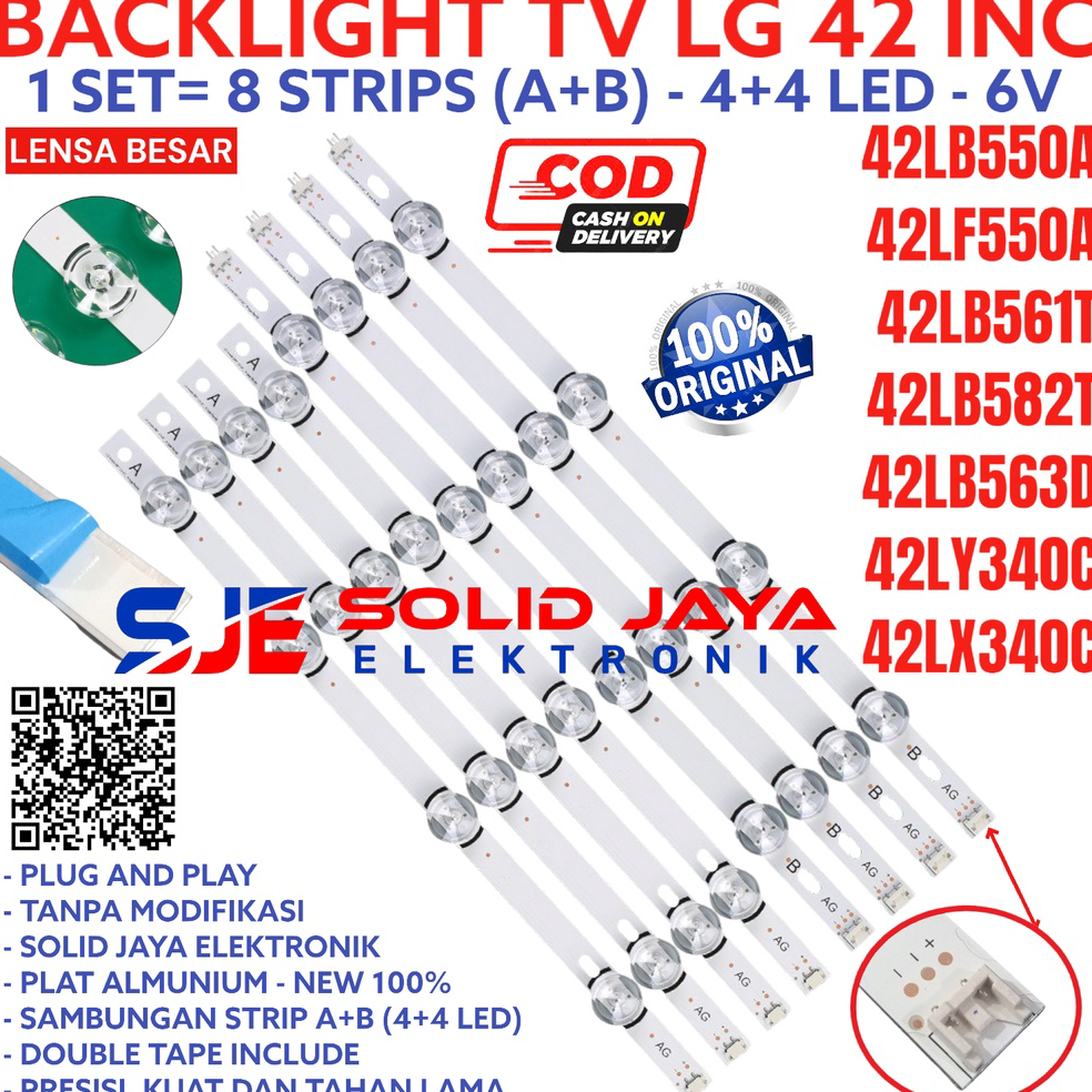 PAKET LENGKAP>>> BACKLIGHT TV LG 42 INC 42LB550 42LF550 42LB561 42LB563 42LB582 42LY340 42LX340 LAMP