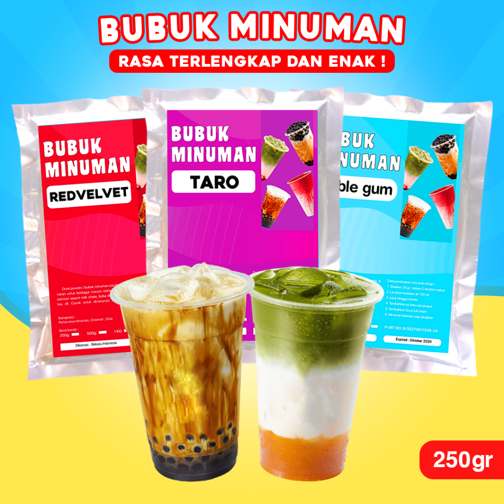 

BUBUK MINUMAN RASA / SERBUK MINUMAN 250G / BUBUK MINUMAN BOBA / BUBUK MINUMAN KEKINIAN 250G