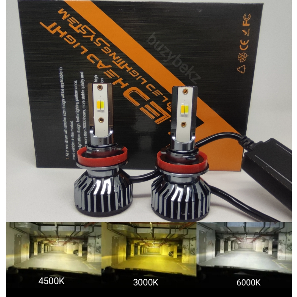 Murah.. LAMPU LED HEADLAMP FOGLAMP H4 H11 H8 H16 H9 H1 H7 HIR2 TIGA 3 WARNA TRICOLOR PUTIH KUNING 30
