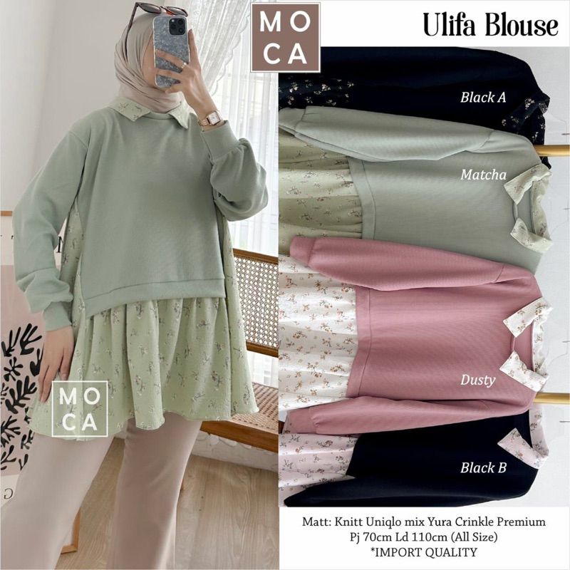 ULIFA BLOUSE KNIT UNIQL0 MIX CRINKLE YURA MOTIF 0511