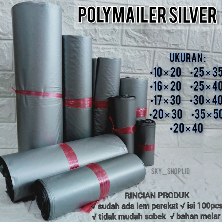 

Terlaris PLASTIK POLYMAILER TEBAL / PLASTIK PACKING SILVER isi 100pcs