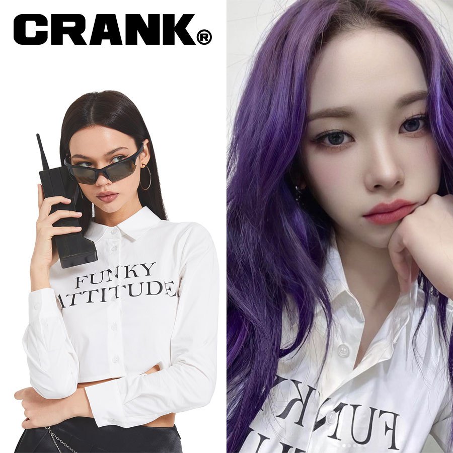 [aespa KARINA Pick] Woman Lettering Crop Shirt White (Korean Idol Pick Wear  aespa KARINA)
