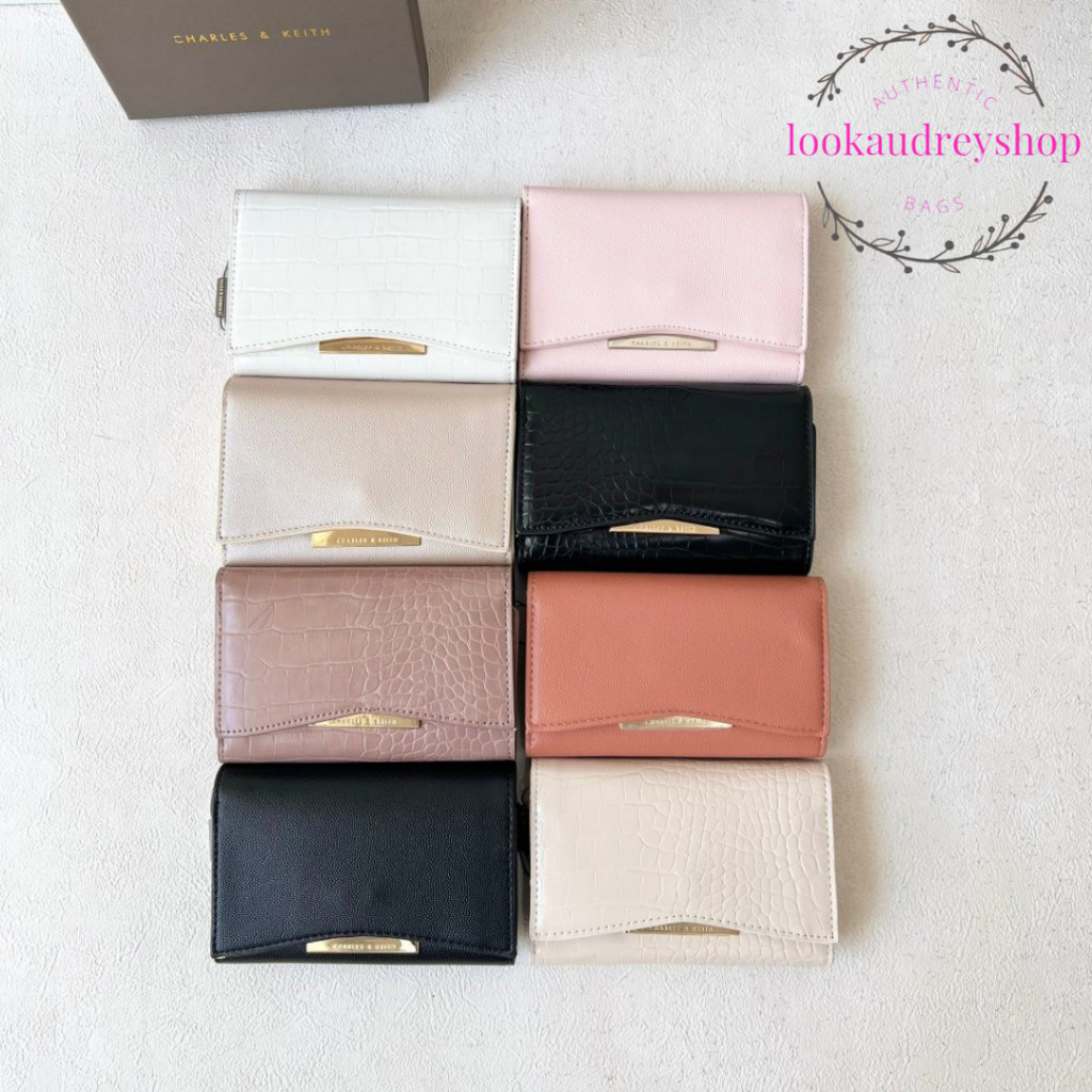 [100% ORIGINAL] CK Metallic Accent Short Wallet | Dompet Charles and Keith | Dompet Wanita | Dompet 