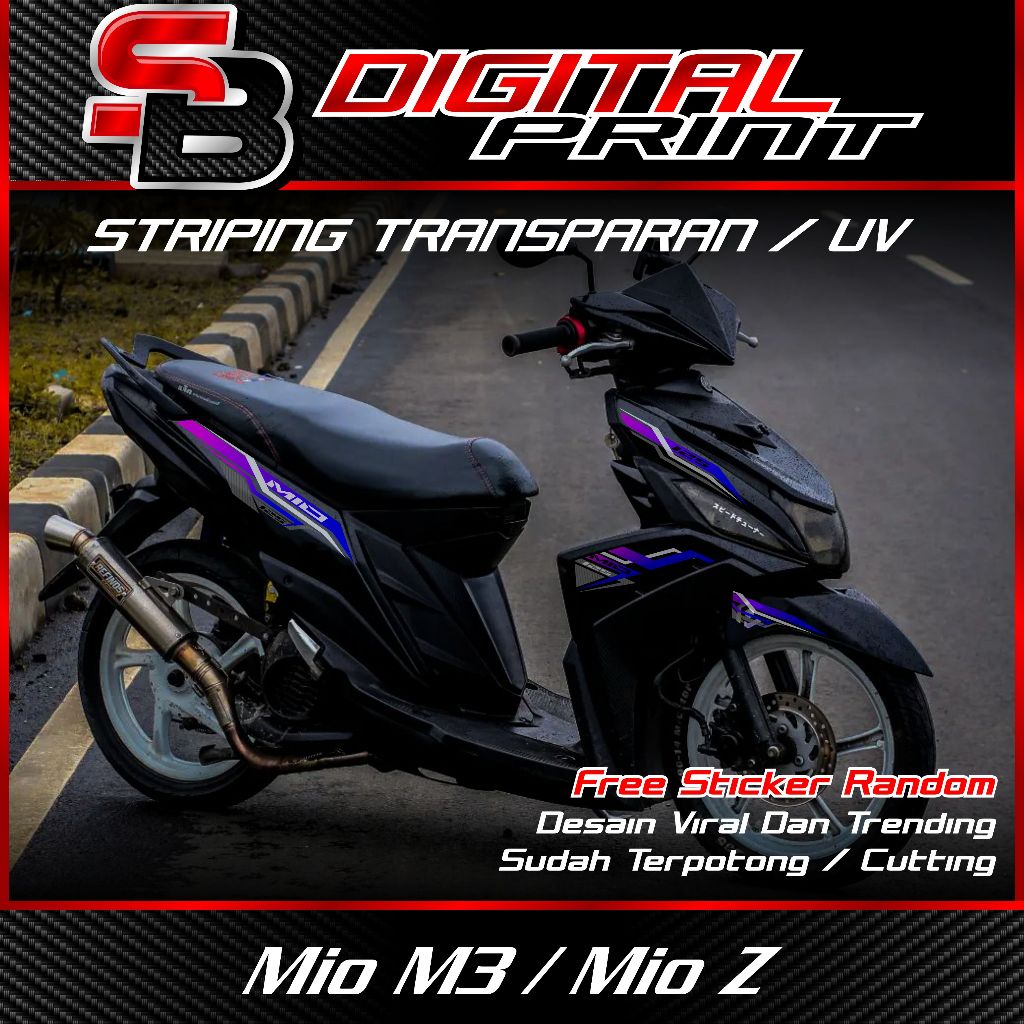 striping transparan mio m3 / mio z - striping custome mio m3 bahan transparan