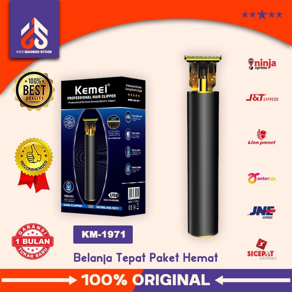 Trimmer Kemei KM 1971 Alat Cukur Pangkas Rambut Barbershop 6500 Rpm Original