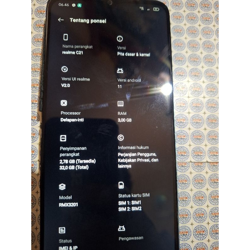 mesin realme c21 RMX3201 Ram 3/32 normal tested