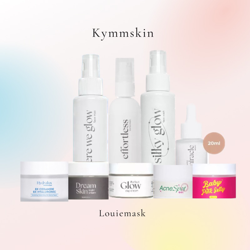 KYMM SKIN 5pcs + Pouch Paket Lengkap Glowing - (Face Wash, Face Mist, Bakuchiol Serum 20ml, Day Crea
