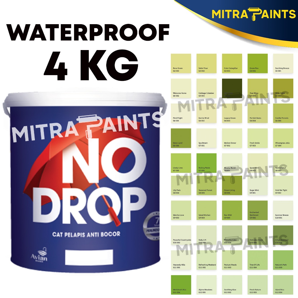 NO DROP 4 KG CAT TEMBOK WATERPROOFING / ANTI BOCOR WATERPROOF / WARNA HIJAU