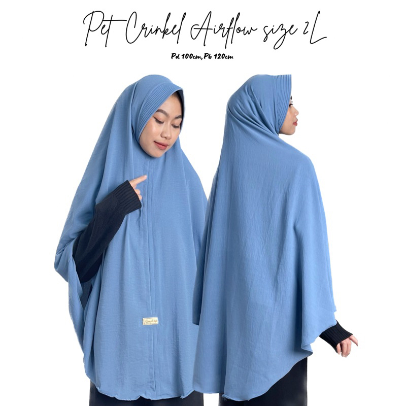 MURAH HIJAB JILBAB INSTAN BERGO SYARI CRINKLE TALI/PET SIZE 2L/XXL KEKINIAN