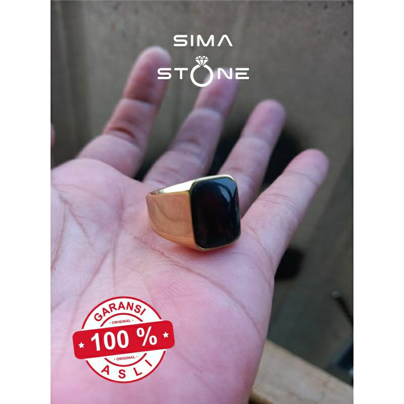 Cincin Batu Akik Natural Kecubung Api/ Yaman Wulung Api Warna Hitam Pekat + Tembus Senter Original F