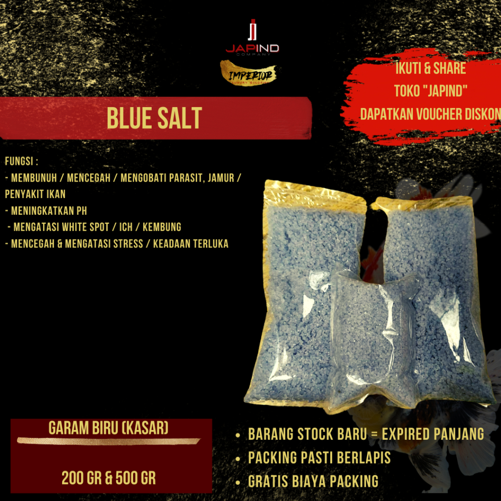 Obat Ikan Karantina/Sakit Garam Biru (Blue Salt) Garam Ikan Hias Anti Jamur, Obat penyakit dan karan
