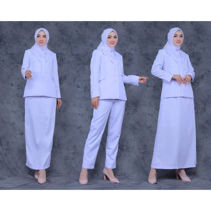 blazer wanita Putih seragam kesehatan seragam dinas kesehatan seragam perawat baju perawat seragam a