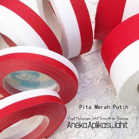 

1 GULUNG PITA MERAH PUTIH / PITA KAIN MERAH PUTIH / PITA BENDERA MERAH PUTIH 1/2 INCI