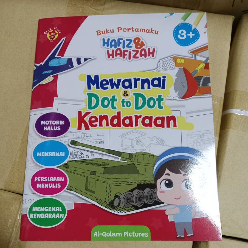 buku pertamaku hafiz & hafizah mewarnai & dot to dot kendaraan