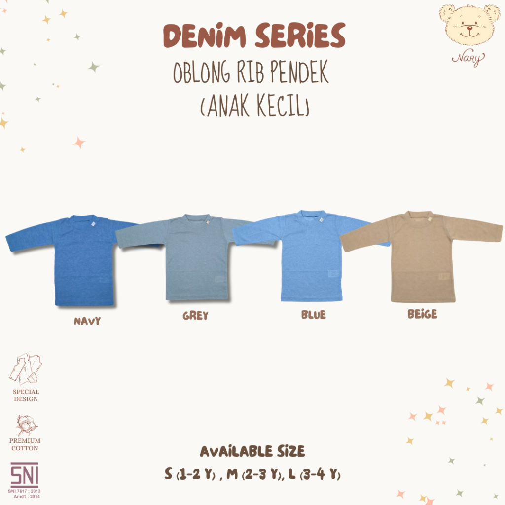 NARY Denim Series - Oblong Anak - Oblong Rib Panjang 1-4 tahun (1 pcs)