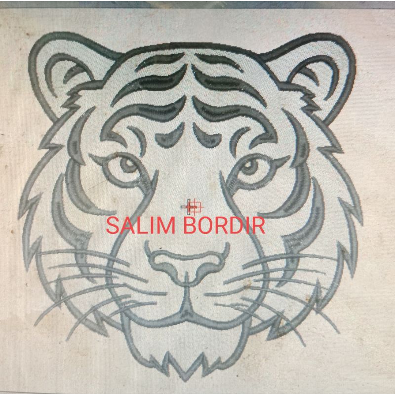 bordir kepala macan putih buat di belakang