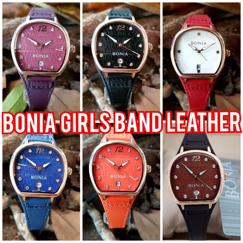 JAM TANGAN BONIA WANITA TALI KULIT ORI BM