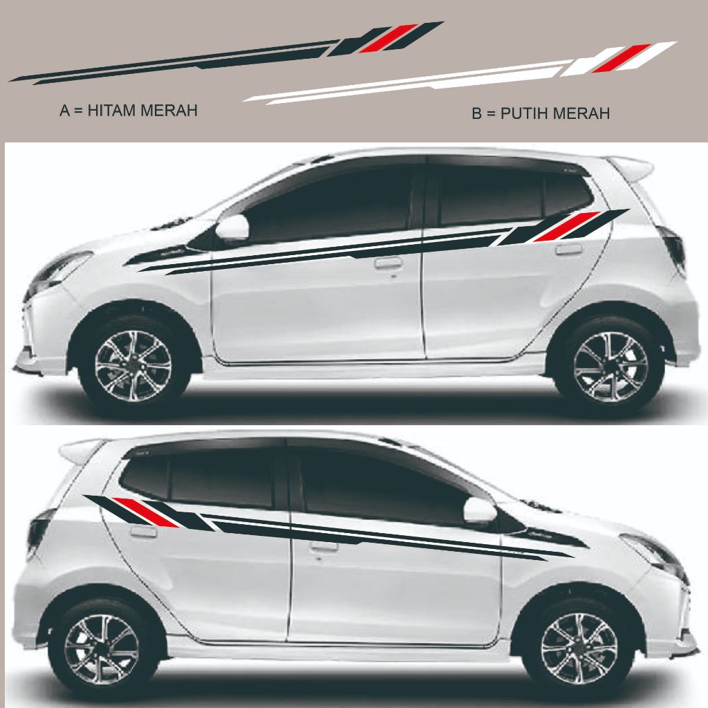 STRIPING MOBIL MINIMALIS SIMPLE 0001 AYLA, AGYA, JAZZ, SEMUA JENIS MOBIL