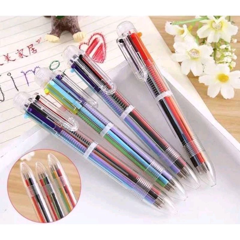 

Pulpen 6in1 Pena Bolpoin Warna-Warni Multi Colored Pen