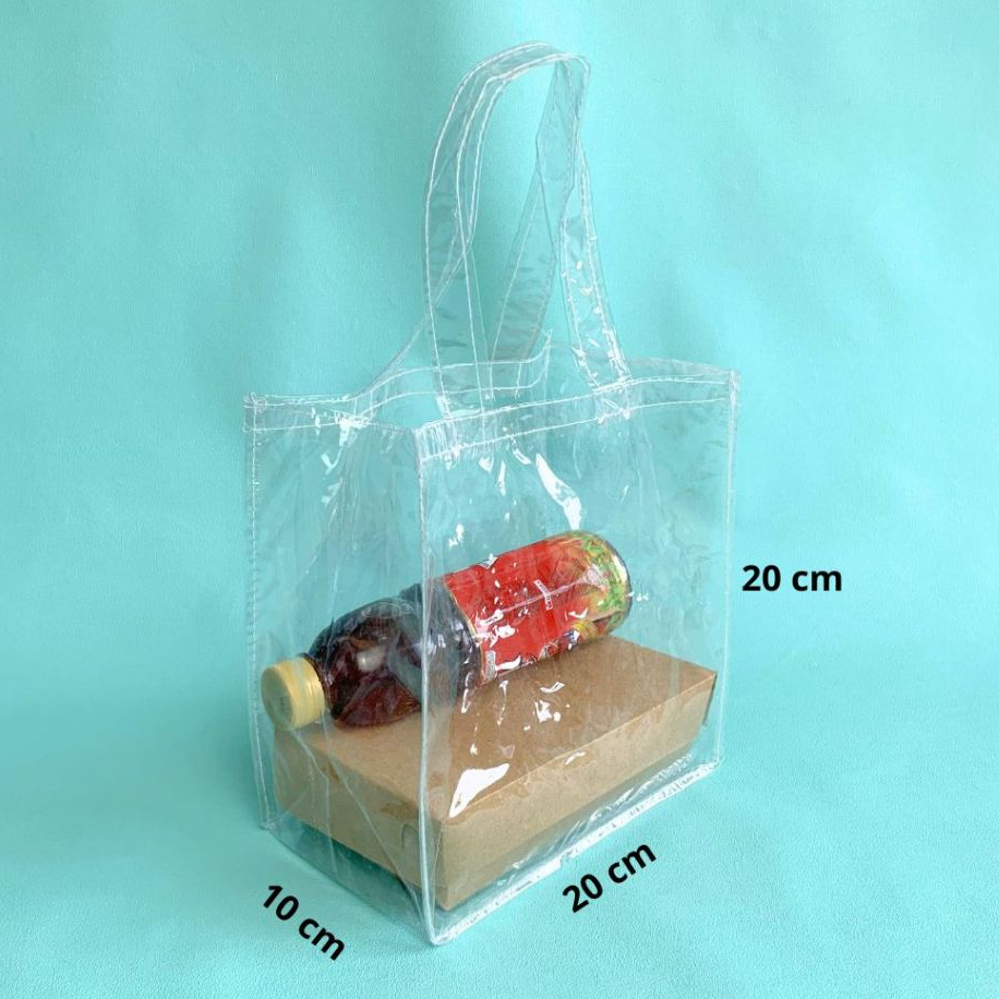 

TAS MIKA TRANSPARAN 20 x 20 untuk kotak nasi / Goodie bag bening / hampers ultah souvenir ulang tahun