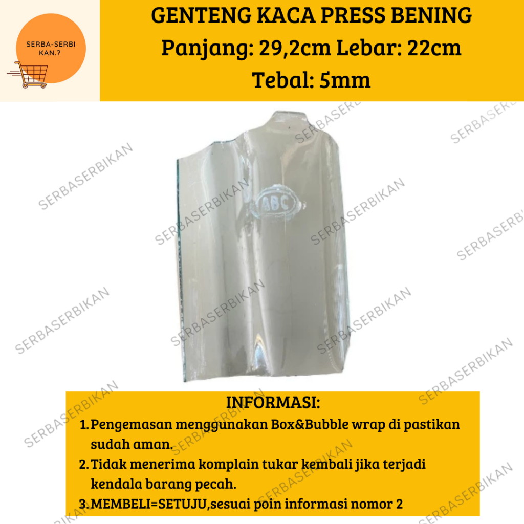 GENTENG KACA TRANSPARAN PRESS 5 mm