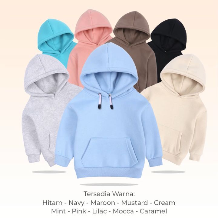 Restock Hoodie Anak Polos Unisex Umur 1 Sampai 15 Tahun