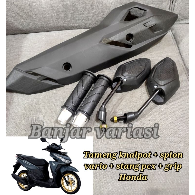 TUTUP KNALPOT VARIO 125 150 LED OLD 2013-2017 + spion vario + grip dan stang Pcx