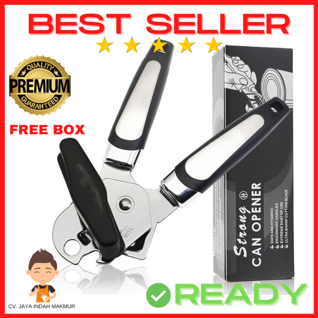PREMIUM BEST SELLER ALAT PEMBUKA KALENG DAN TUTUP BOTOL CAN OPENER STAINLESS STEEL
