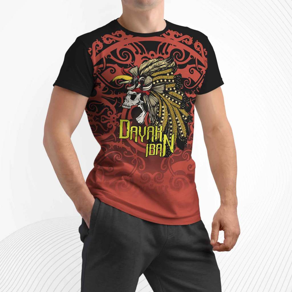 KAOS FULL PRINT DAYAK IBAN KALIMANTAN DISTRO MOTIF DAYAK IBAN KALIMANTAN FULLPRINTING PRIA WANITA AN