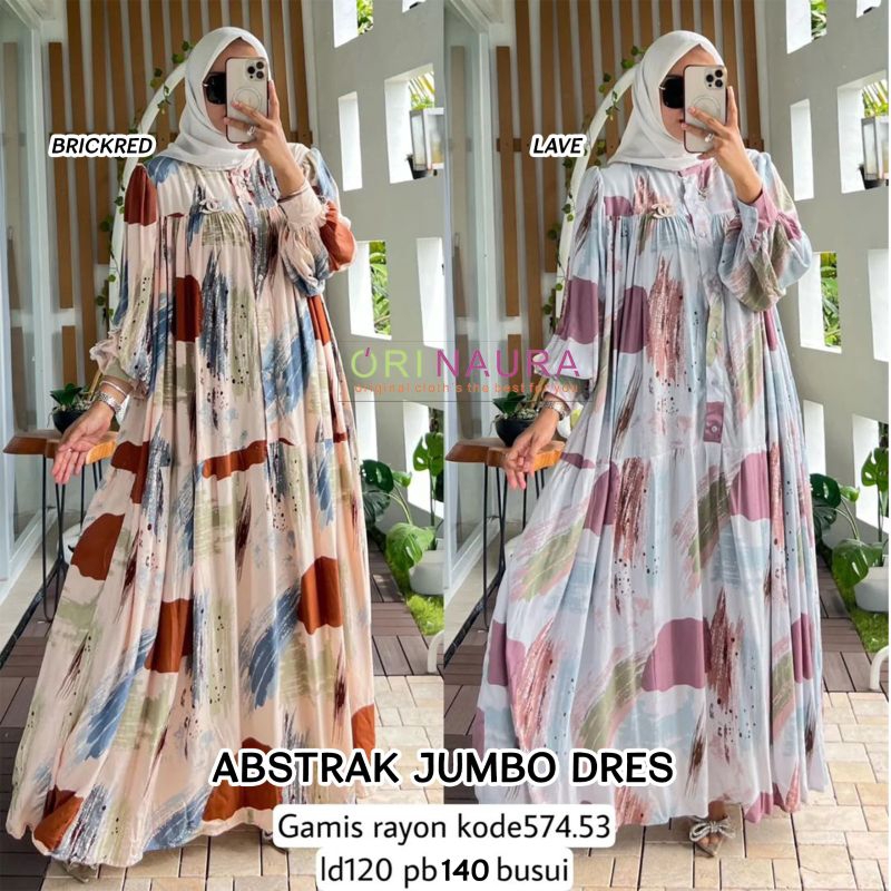 KUMPULAN JUMBO Orinaura / Original Naura Gamis Busui Longdress Maxi Rayon Viscose Premium Motif / Ab