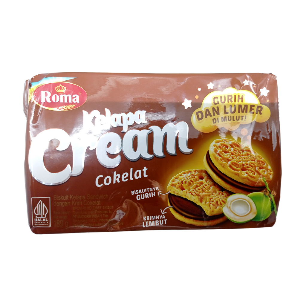 

Biskuit Roma Kelapa Sandwich dengan Krim Cokelat netto 189 g