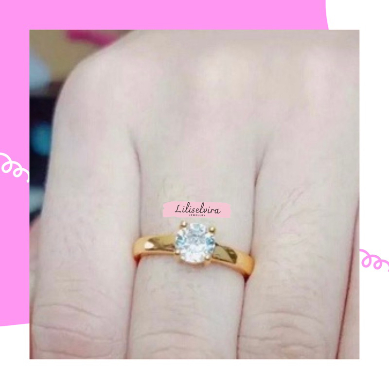 TERLARISBIG PROMO Cincin Titanium GOLD Tunangan Mata Satu ANTI KARAT HARGA SATUAN / Cincin Polos War