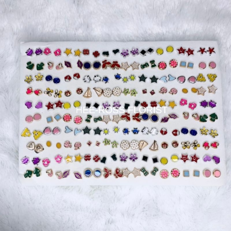 Anting tusuk plastik #7 (colmix)/ anting tusuk korea / anting anti alergi / anting anak / anting dew