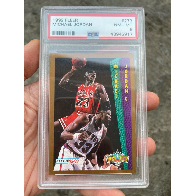 MICHAEL JORDAN 1992 NBA FLEER CARD SLAM DUNK PSA