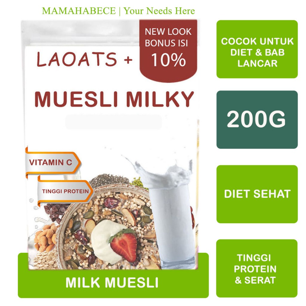 

Muesli Dried Fruit 1kg Minuman Diet Susu Penurun Berat Badan Pelangsing Badan Muesli Granola Slim Fit Milk Laoats (200G)