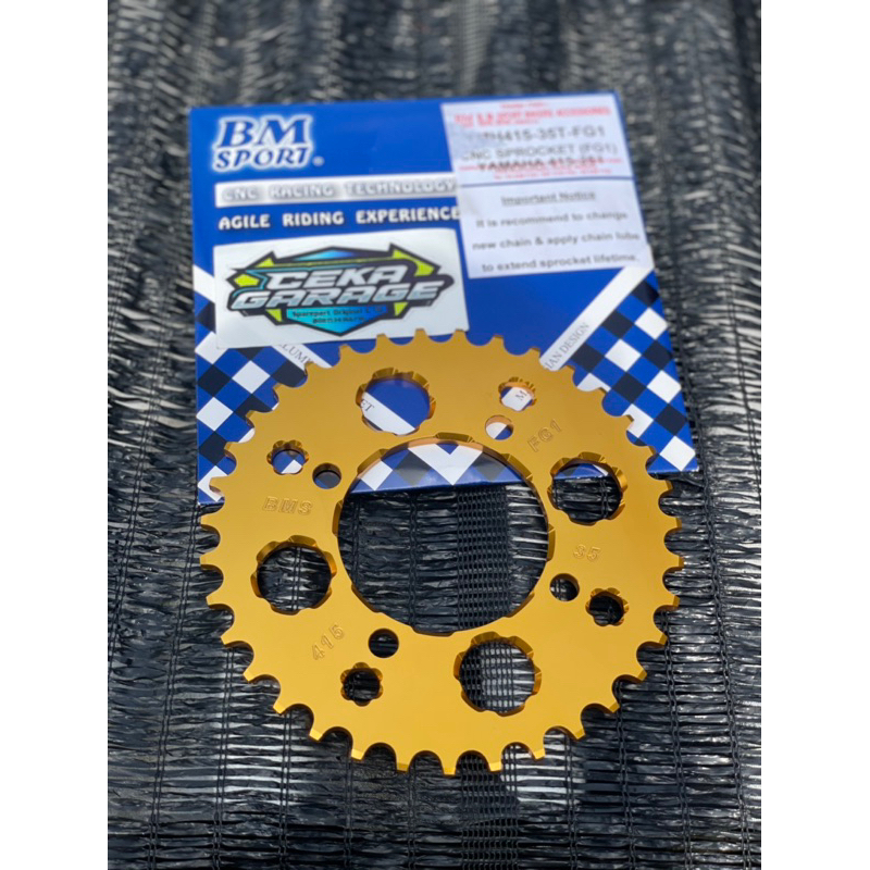 gir gear belakang bmsport 415-35 Gold Aluminum CNC yamaha rxz rx king jupiter z fizr vega r-gir bela