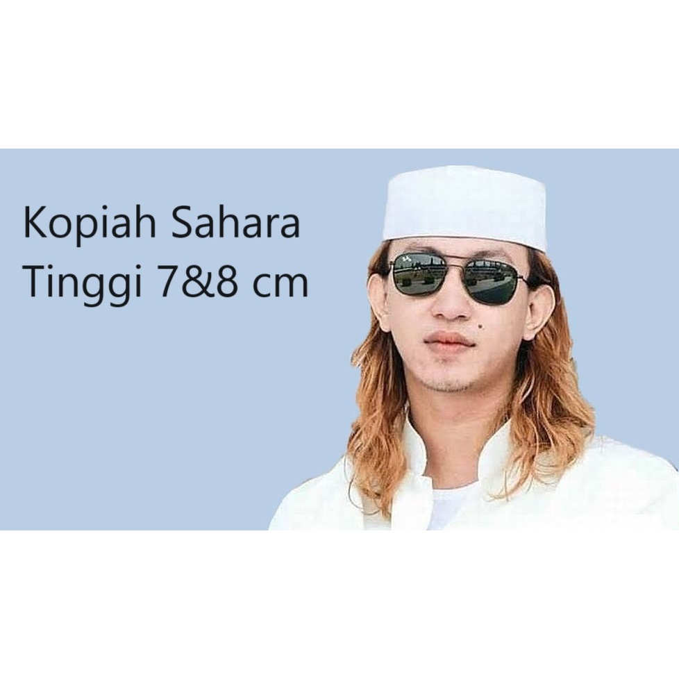Peci Sahara Putih /  Songkok Kalbut Kopiah Habaib Tinggi 7 cm