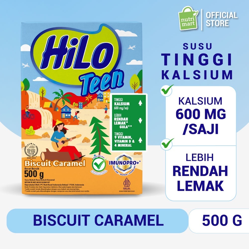 

HiLo Teen Biscuit Caramel 500g - Susu Tinggi Kalsium Lebih Rendah Lemak