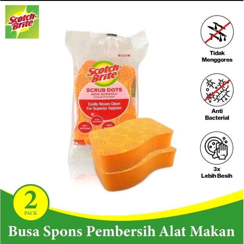Scotch brite 3m sabut spons scrub dots daya gosok kuat SDNSPK2 Isi 2
