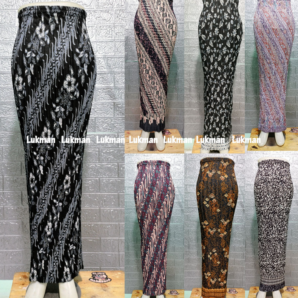 ➱➴≛❉ Real Pict Rok Plisket Wanita Jumbo / Bawahan Kebaya / Pakaian Pesata Wanita / Rok Kain Motif Ba