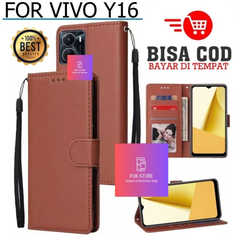 Flip Case VIVO Y16 Case Wallet Kulit Casing Dompet Case Wallet Leather Flip Case VIVO Y16 Casing hp 