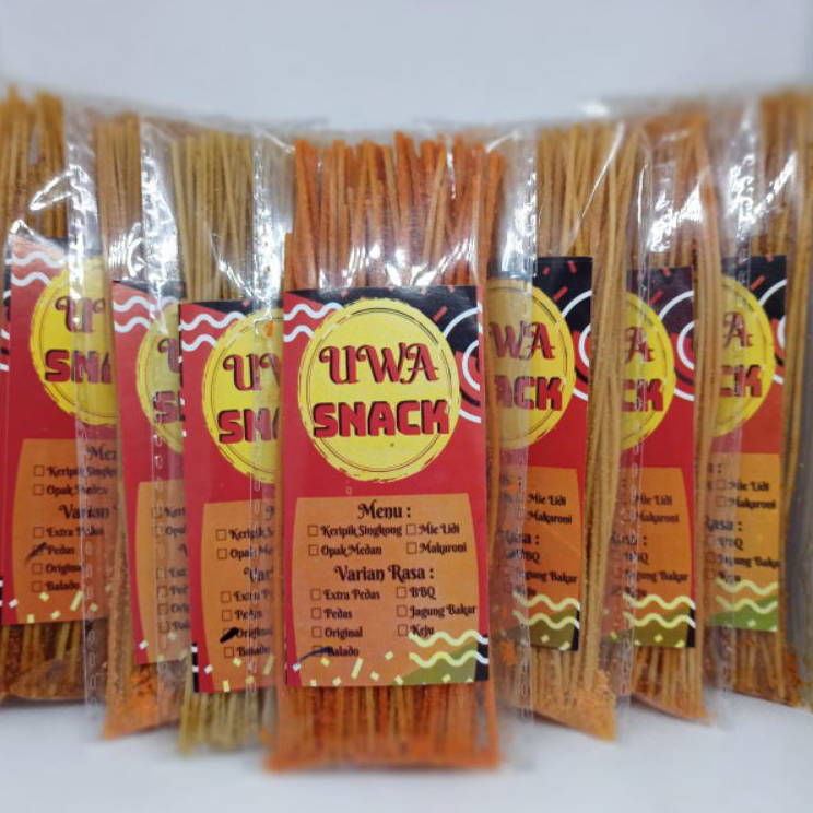 

Terlaris Mie Lidi Kemasan 40 gram Paket 10Pcs Uwa Snack Terkini
