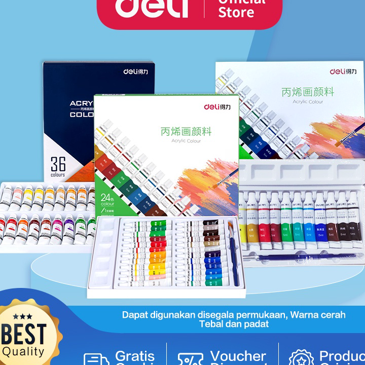 

Best Seller Deli Acrylic Paint / Cat Akrilik Anak 24/36 Warna Dapat Ditulis di Kain Tanah Liat 73912 73915 Harga Murah