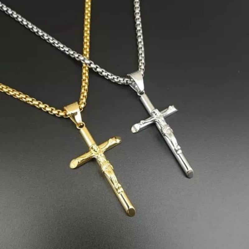 KALUNG RANTAI TITANIUM MODEL ROLLO BANDUL SALIB PRIA WANITA / KALUNG EMAS TITANIUM