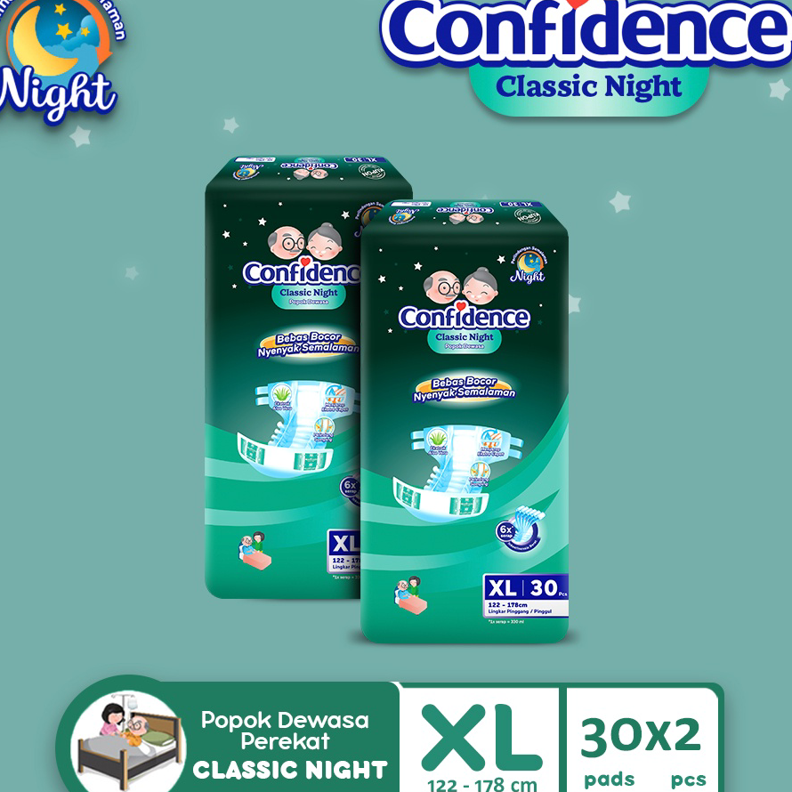 Terkini Confidence Classic night XL 30s Twinpack