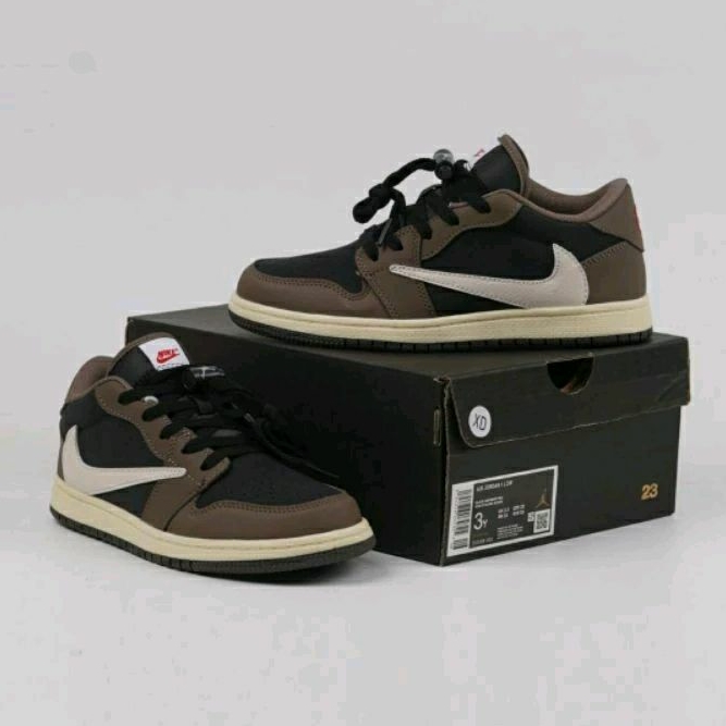 [KIDS] Sepatu Anak-Anak / Sneakers Kids Air Jordan 1 Low x TravisScott Cactus Jack Mocha 100% BNIB