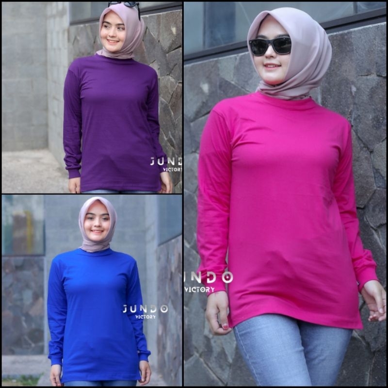 Terlaris Kaos Tangan Panjang Polos Jundo Premium Bahan Tebal 24s Kaos Seragam Atasan Wanita Atasan H