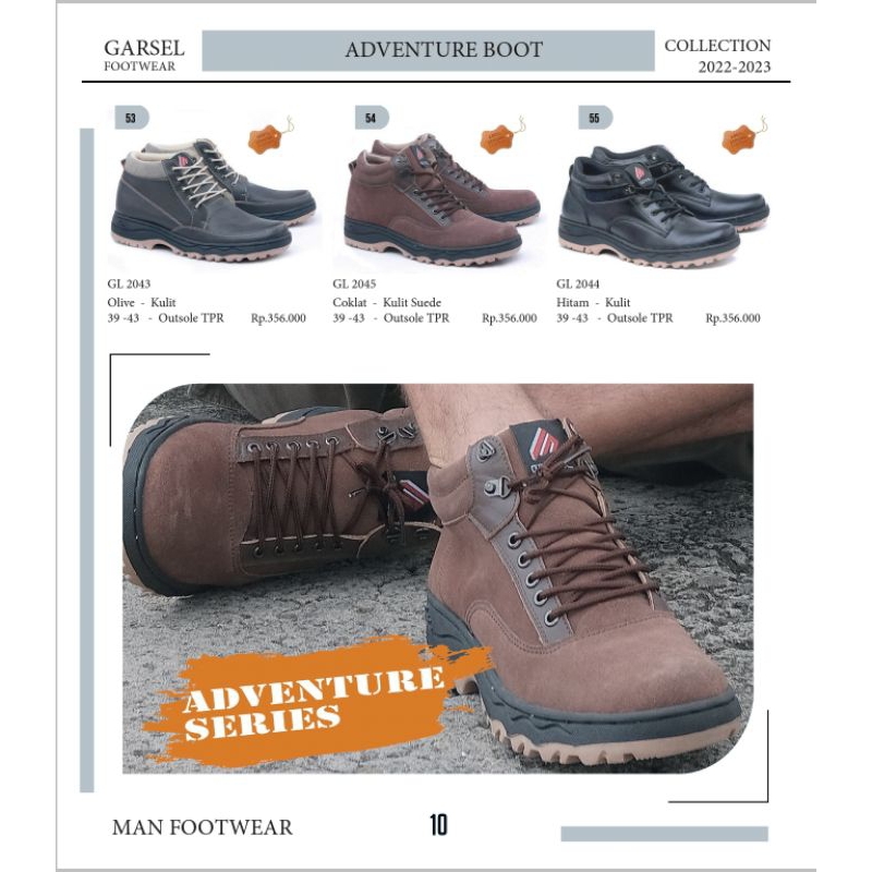 Sepatu boots pria adventure boots kulit garsel