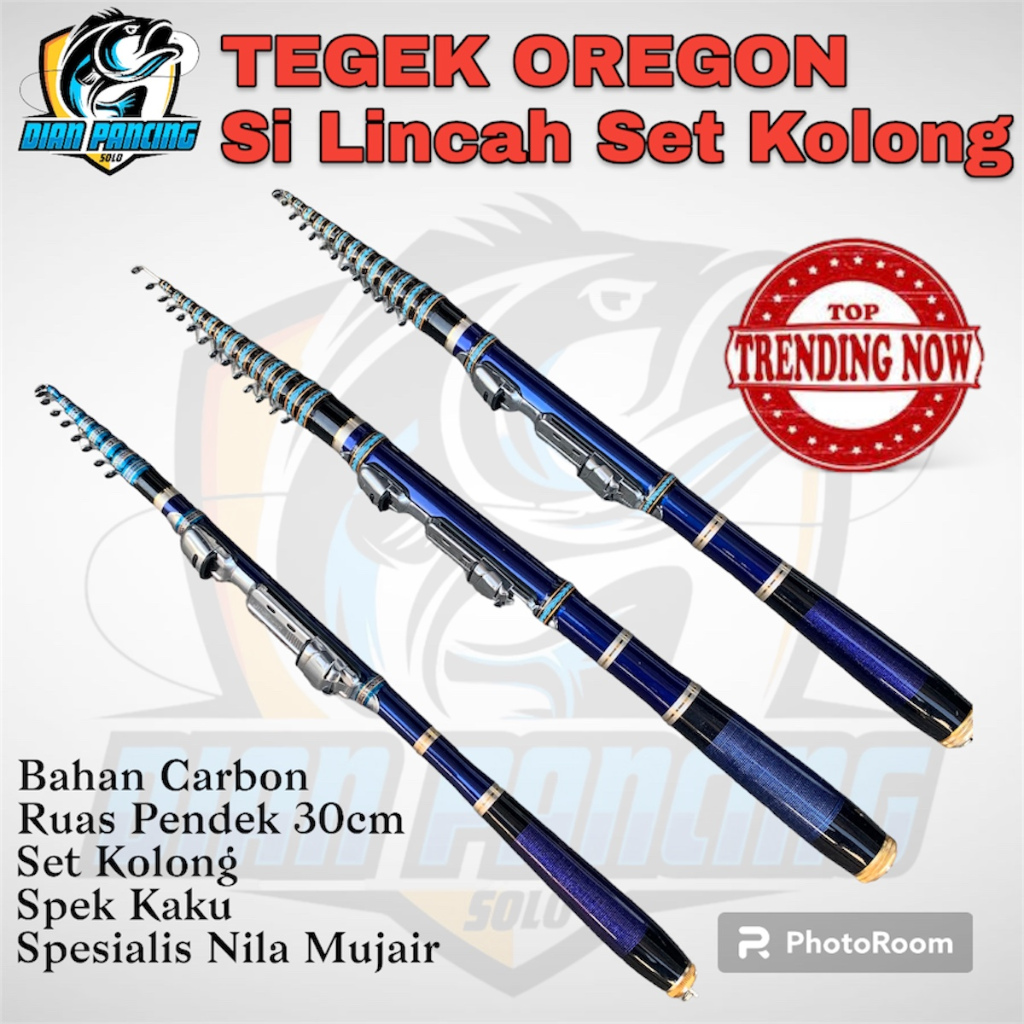 Joran Tegek Oregon Silincah 300 360 450 siap pakai set kolong