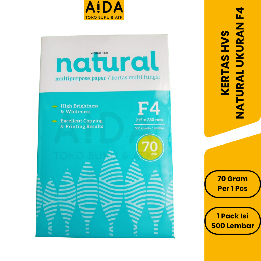 

Kertas HVS F4 Natural 70 Gr 1 Rim isi 500 Lembar/ Kertas Fotocopy F4 Natural Murah